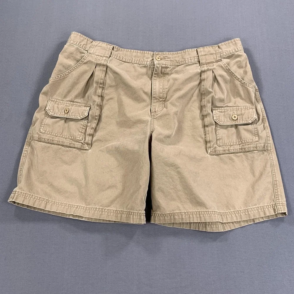 Cabela's Cargo Shorts Mens 44 Khaki Cotton Multi Pocket Hiking‎ Outdoor Utility
